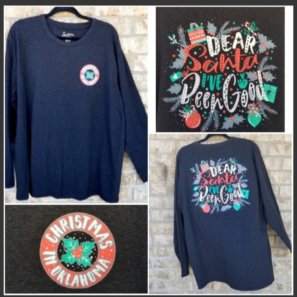 Southern Ya'll BLACK Christmas LongSleeve T-Shirt(Women XXL)Southern Holiday Top